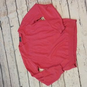 Alan Paine Men's Dark Pink Cotton Cashmere V Neck Sweater 44" EU 52 XL